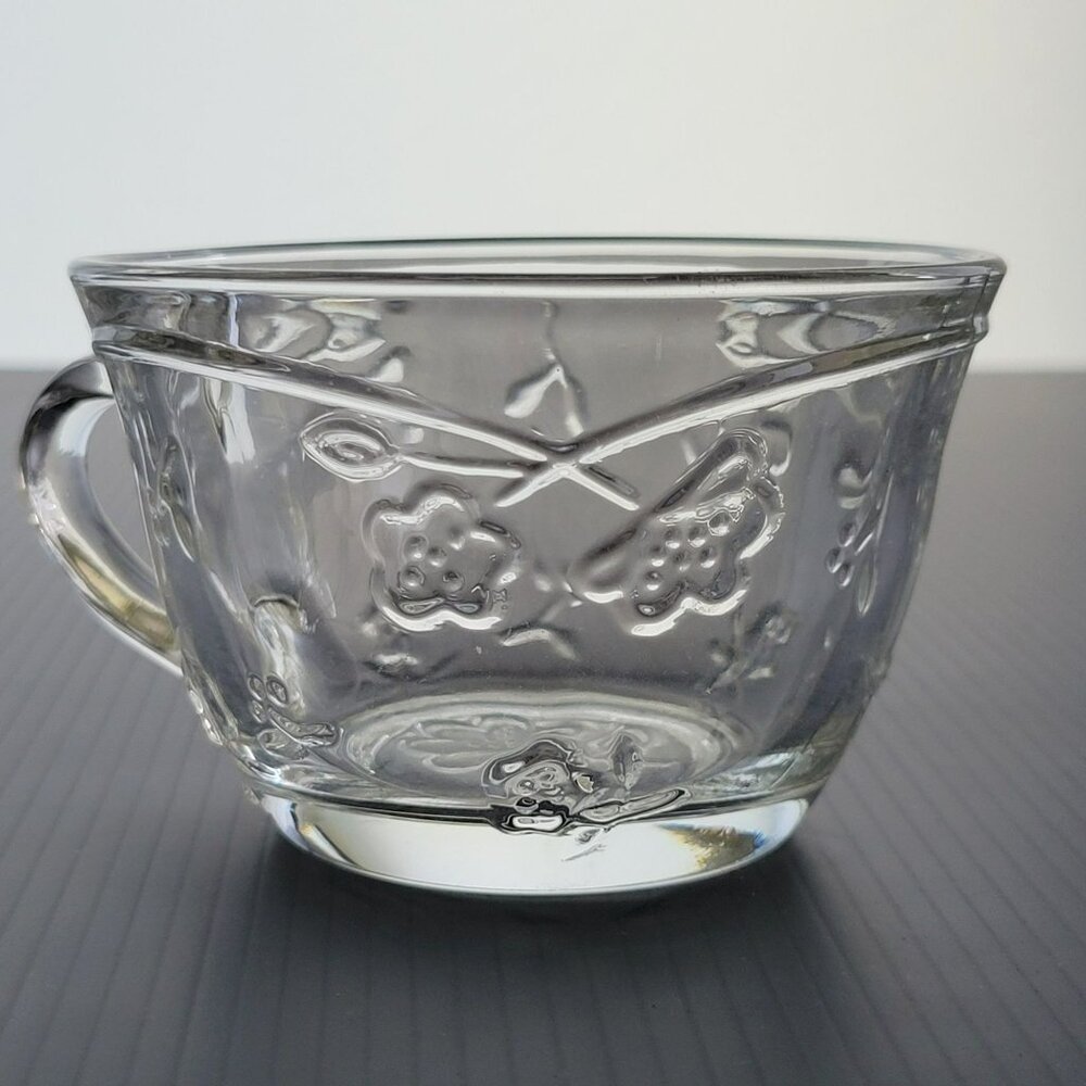 Anchor Hocking Savannah Clear Punch Coffee/Tea Cup, Set of 4, Pressed Floral - Picture 5 of 9